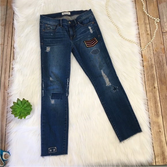 🍀3/$30 Madewell skinny military inspired patchwork jeans limited edition 26 - Picture 3 of 11